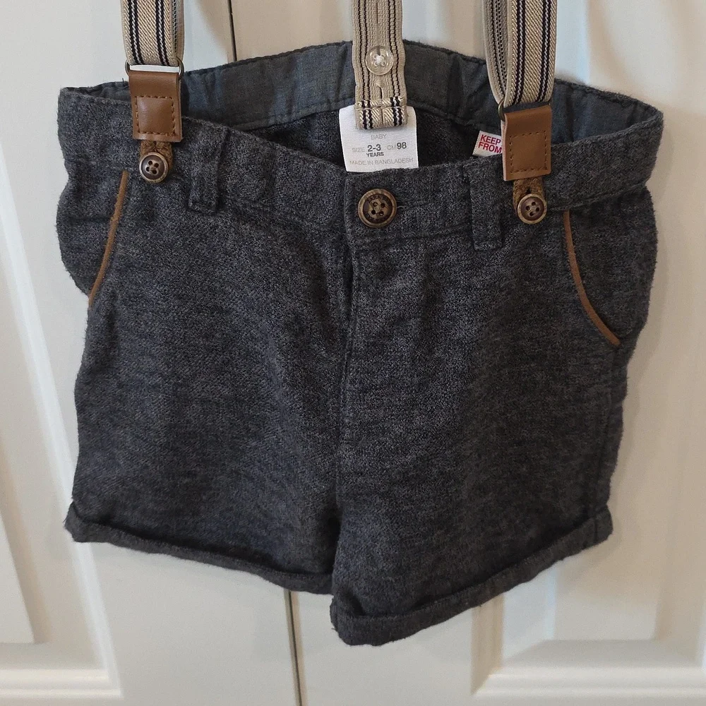Zara Gray Suspender Shorts